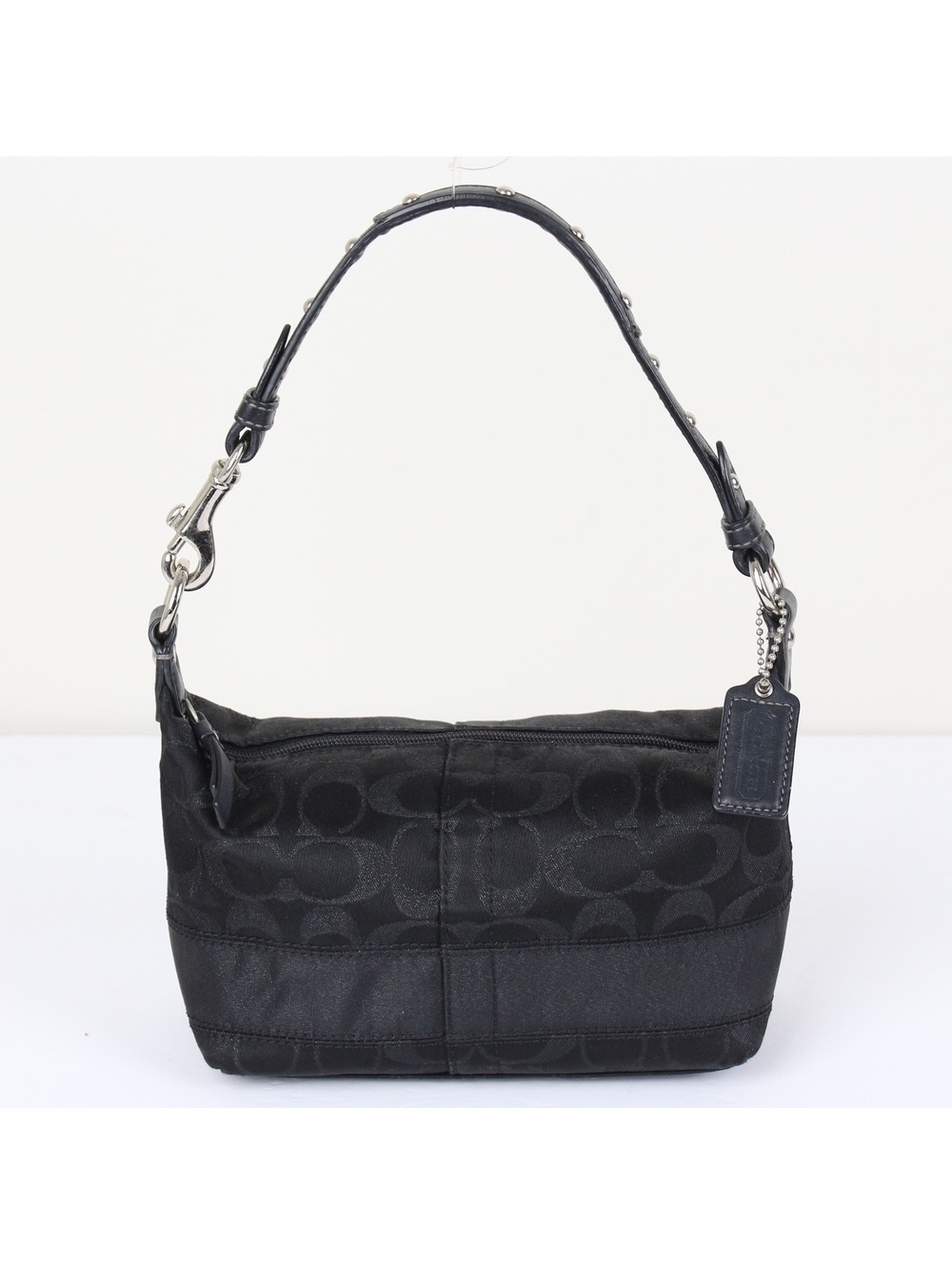 Y2K Vintage Coach Black Monogram Demi Shoulder Bag Pouch 42019 Shimmer
